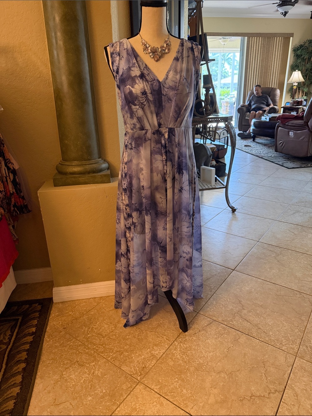 Simply Vera Vera Wang Lavender Floral V-Neck Maxi Dress